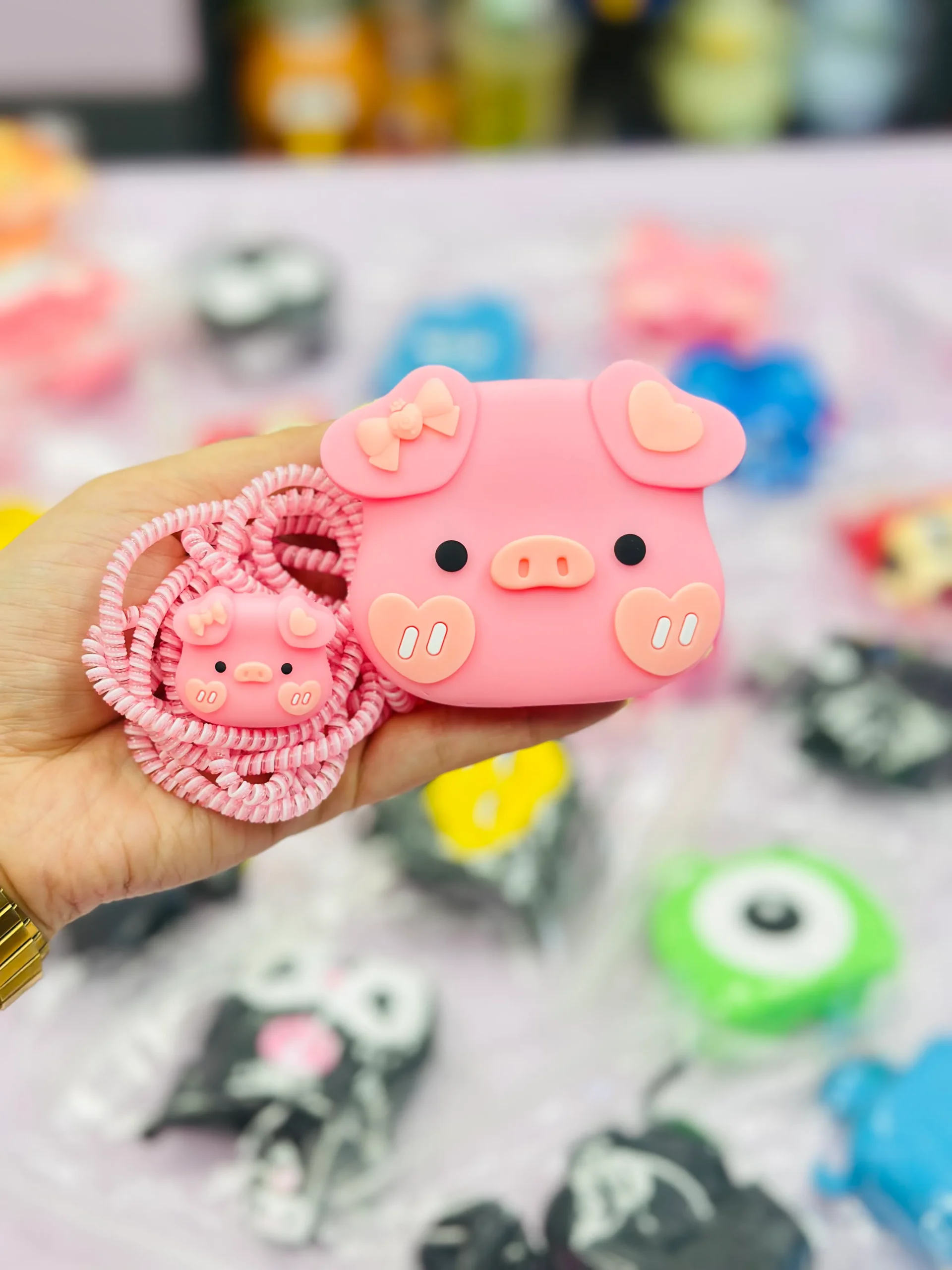 محافظ شارژر 4 تکه طرح خوک کیوت CUTE PIG